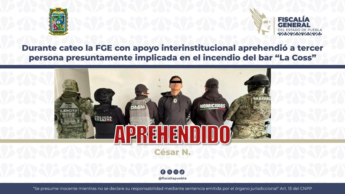 Cae el cuarto por el atentado al bar Lacoss; habrá más detenciones, advierte FGE