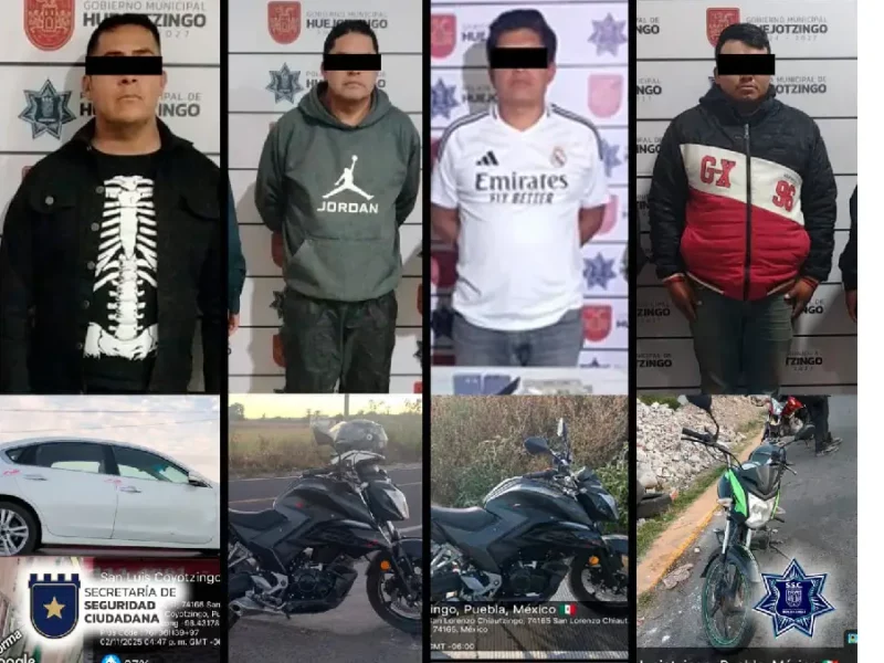 Policía de Huejotzingo refuerza operativos: Noviembre cierra con múltiples detenciones por robo de vehículos, posesión de sustancias ilícitas.