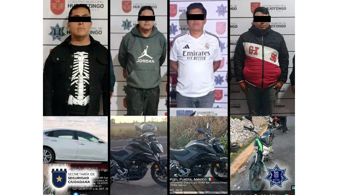 Policía de Huejotzingo refuerza operativos: Noviembre cierra con múltiples detenciones por robo de vehículos, posesión de sustancias ilícitas.