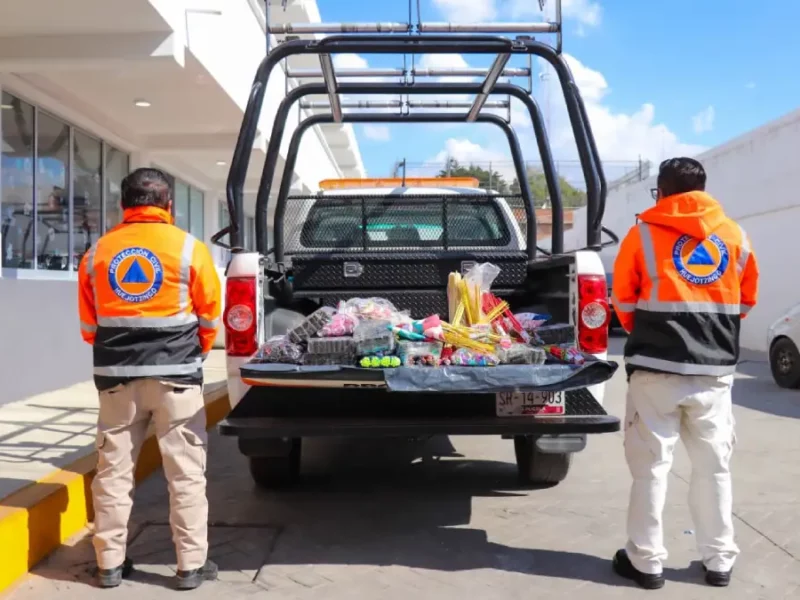 Protección civil y marina decomisan 50 kg de pirotecnia en Huejotzingo