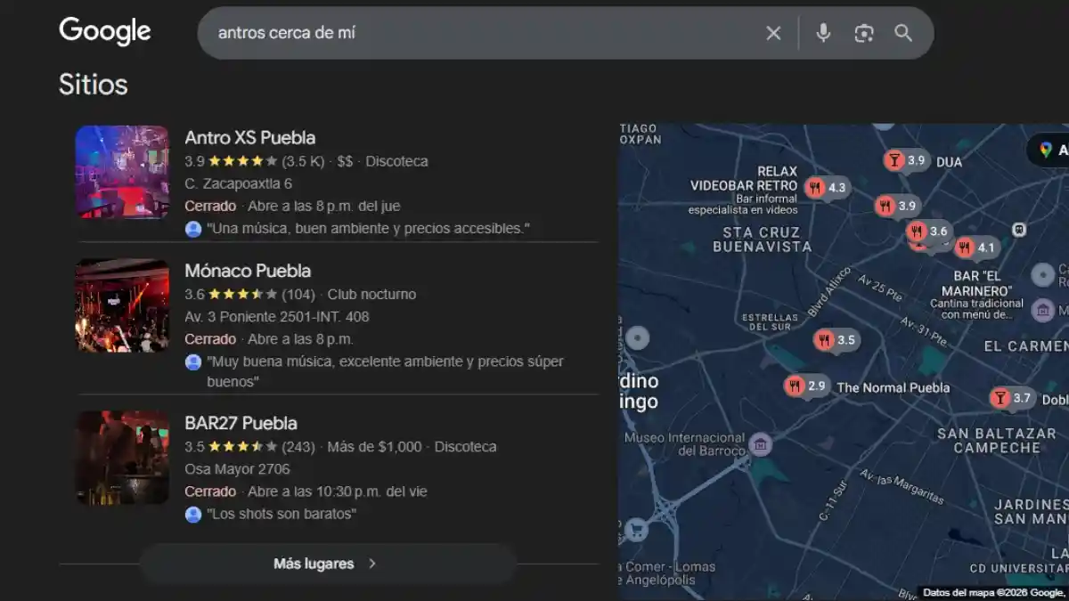 Antros cerca de mí: así puedes encontrar los mejores lugares en Puebla y cualquier destino.
