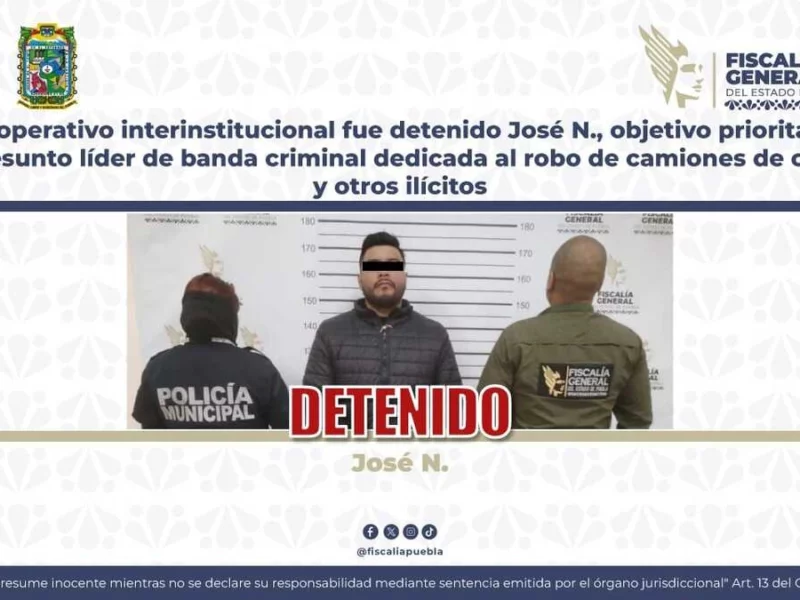 Detienen a líder de “Los González” en Amozoc