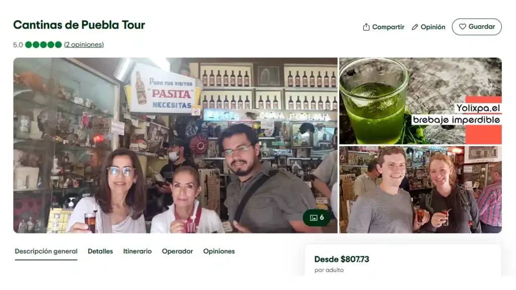 Fotos de las personas que han realizado el tour de Cantinas en Puebla.