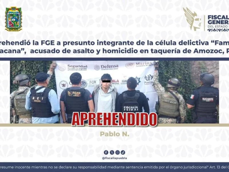 Cae “El Ratón”, homicida de un cliente en la taquería “El Asadito” en Amozoc