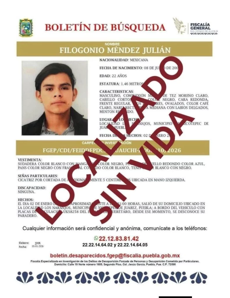 Fue el 2 de enero cuando vieron por última vez a Filogonio, el joven desaparecido en la Sierra Norte de Puebla.