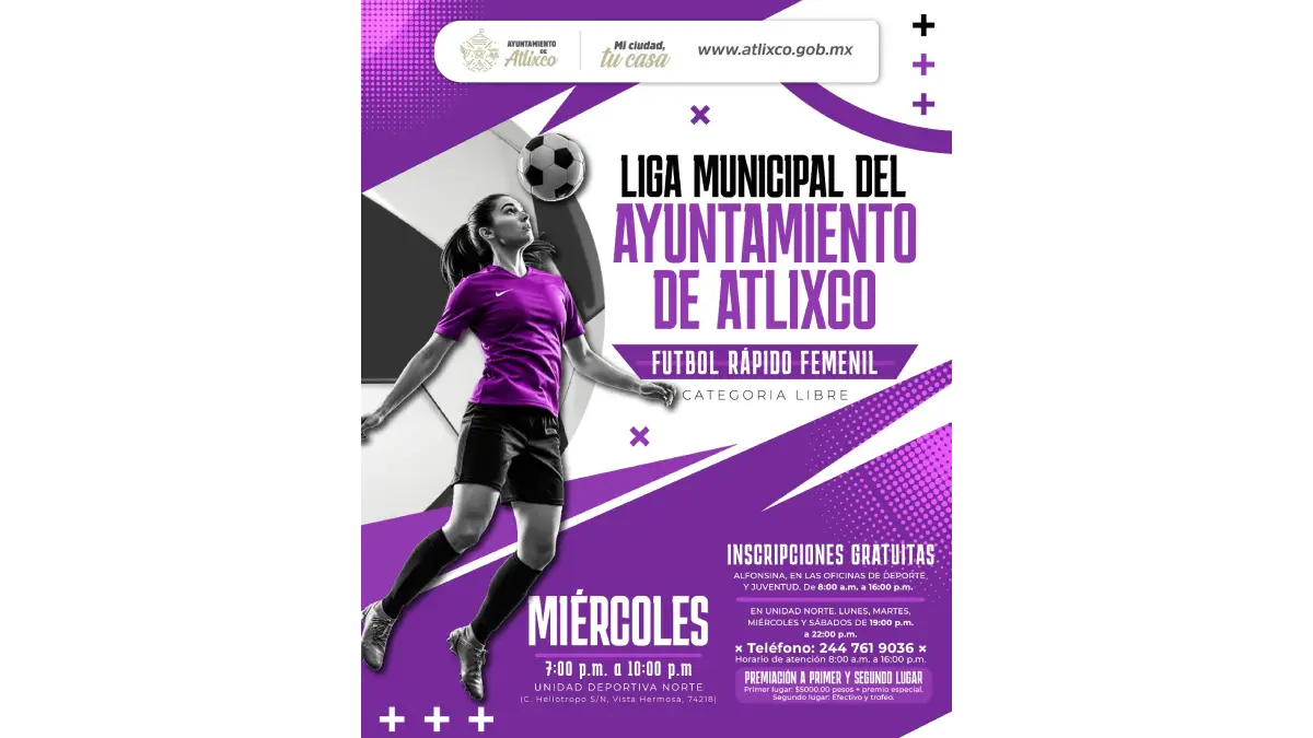 Atlixco convoca a Ligas Municipales de Futbol Rápido varonil y femenil