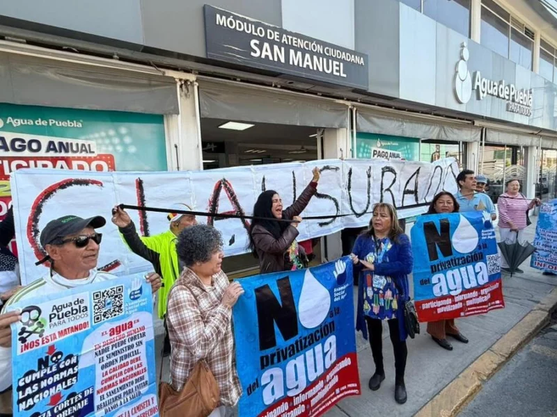 Clausuran simbólicamente sucursal de Agua de Puebla en San Manuel  