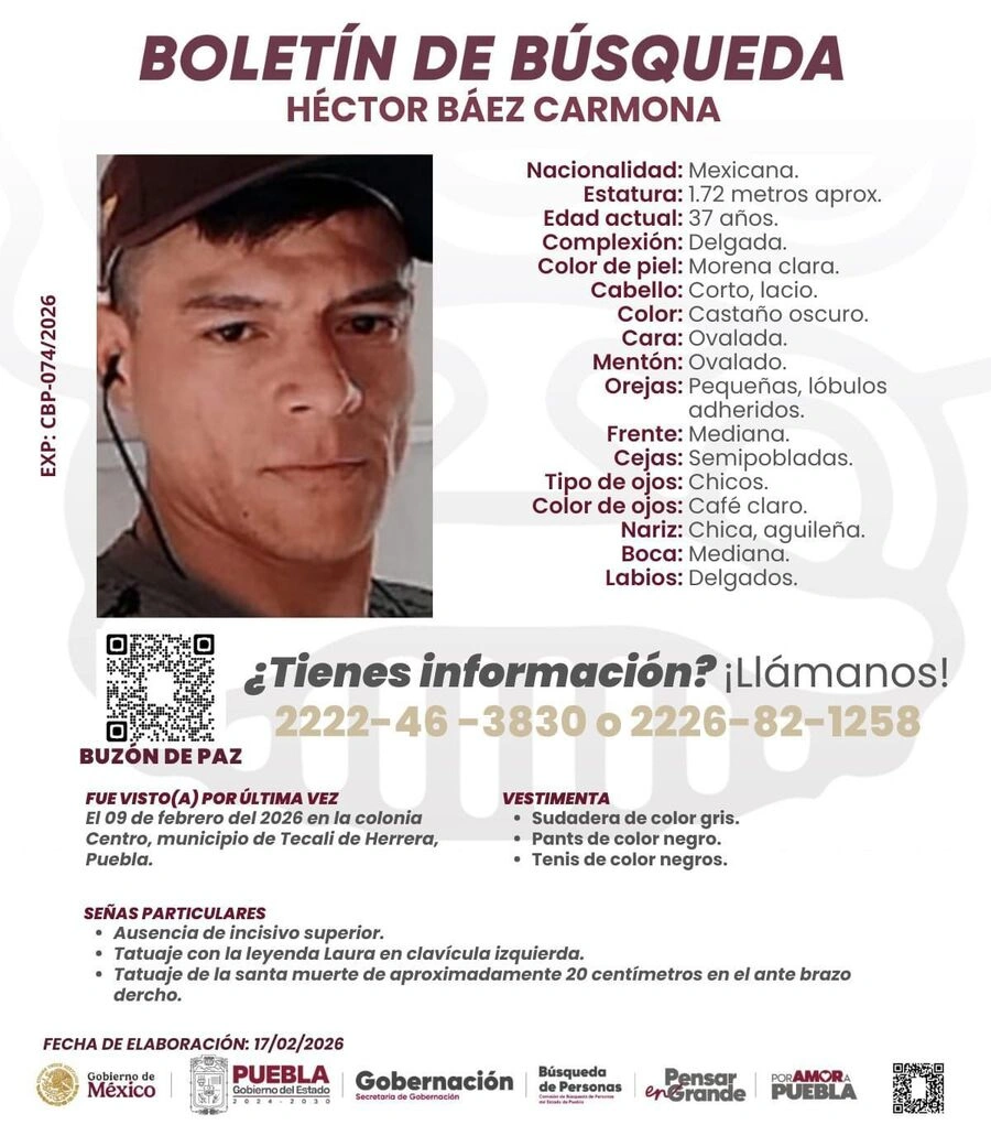 El cadáver del hombre hallado decapitado en Tecali de Herrera pertenece a Héctor Báez Carmina.