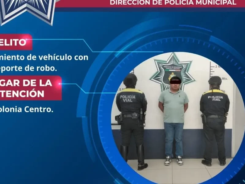 Secretaría de seguridad ciudadana de Atlixco detiene a hombre por vehículo con reporte de robo en el centro