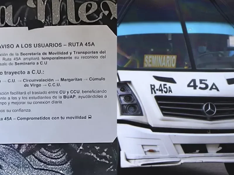 Ante demanda estudiantil, Ruta 45A tendrá nuevo recorrido al CCU en Puebla 