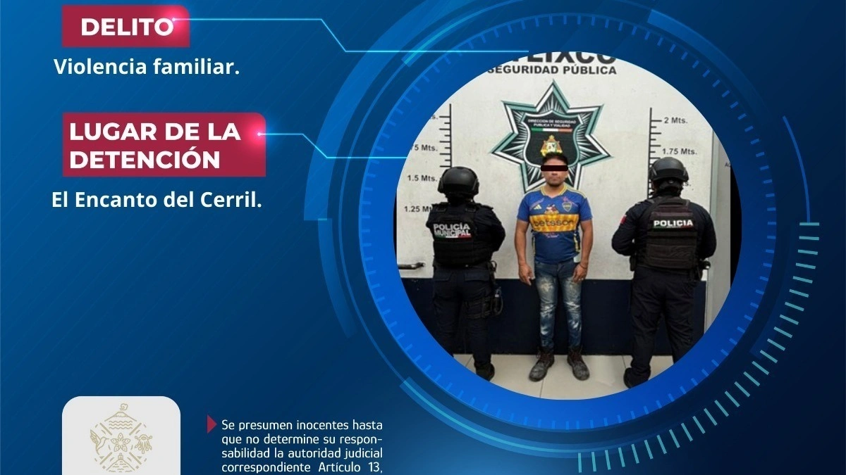 SSC de Atlixco detiene a un hombre por probable violencia familiar