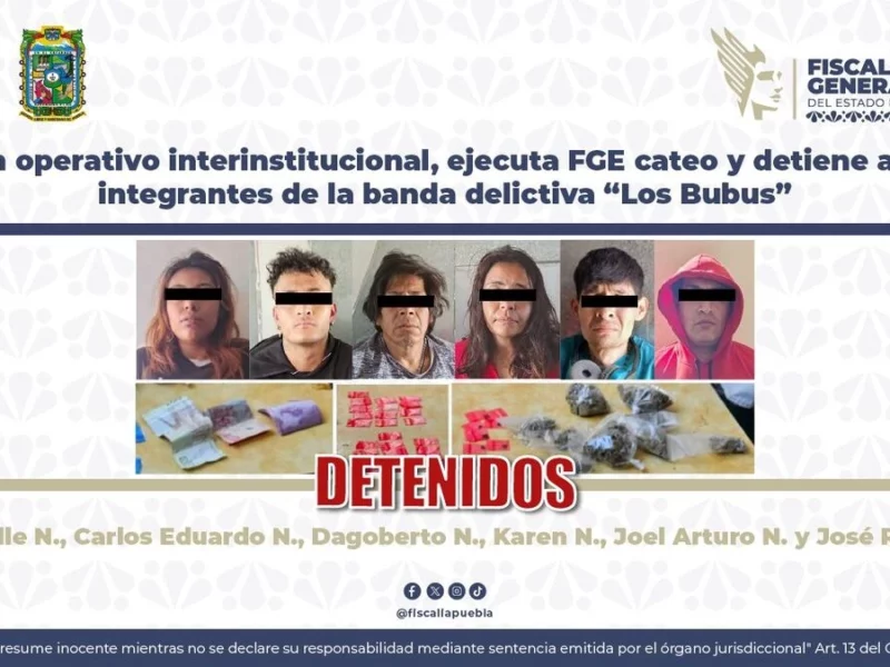 Caen “Los Bubus” por vender droga a estudiantes al sur de Puebla capital  