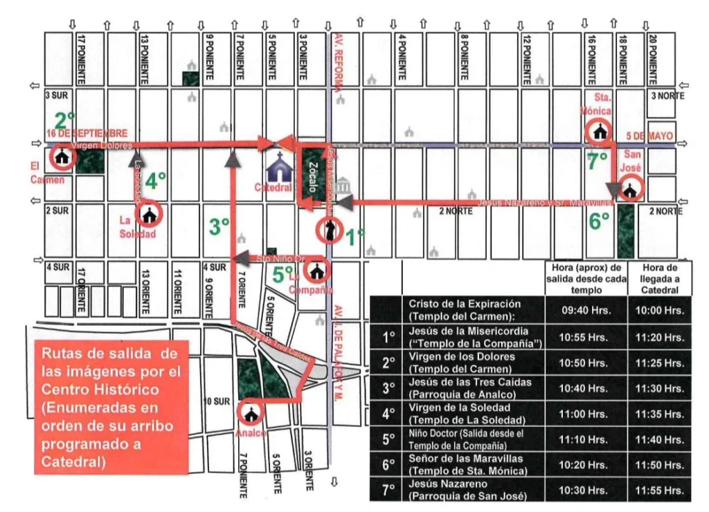 La Procesión de Viernes Santo este 2026 en Puebla iniciará a las 12:00 horas.