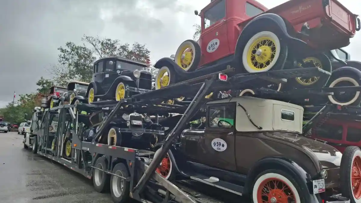 Autos clásicos Ford que fueron robados en la autopista Puebla-Orizaba.
