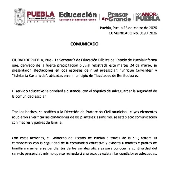Una fuerte granizada afectó duramente al municipio de Tlacotepec de Benito Juárez, al sureste de Puebla, causando daños en escuelas, viviendas y tierras de cultivo.