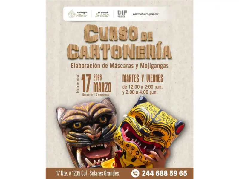 Ariadna Ayala invita al curso de cartonería para crear máscaras y mojigangas en Atlixco