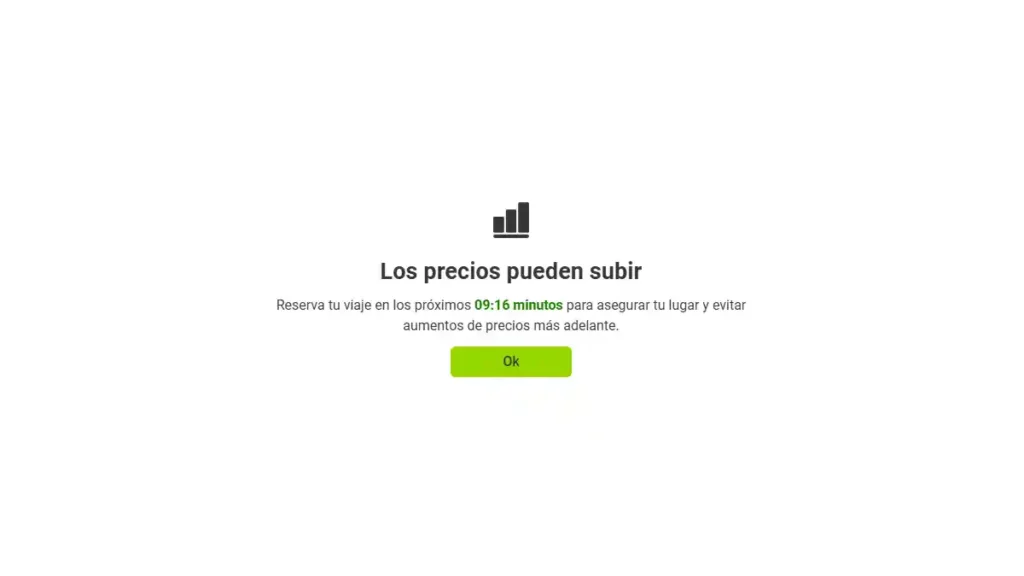 Mensaje en la reserva de viaje de Flix.