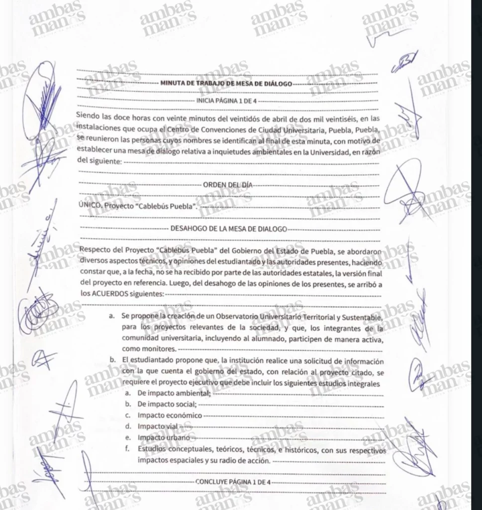 La Benemérita Universidad Autónoma de Puebla (BUAP) y los opositores al Cablebús acordaron la creación del Observatorio Universitario Territorial y Sustentable, un nuevo cuerpo multidisciplinario de la institución.