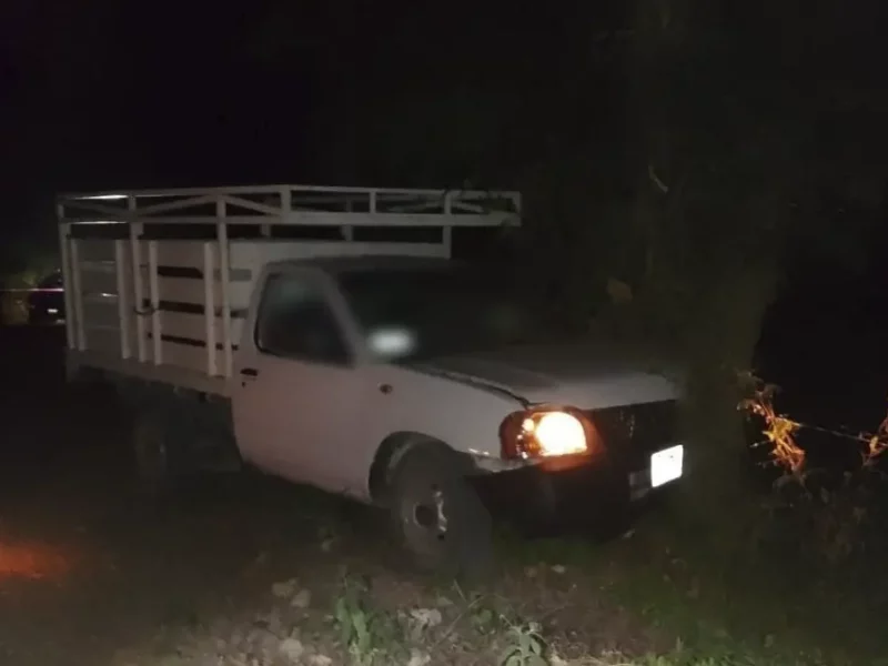 Camioneta donde asesinaro a una pareja de esposos en Francisco Z. Mena.