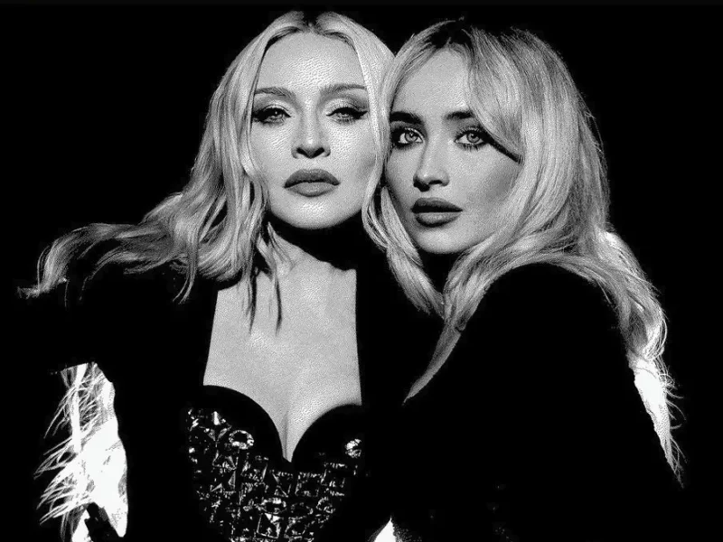Las cantantes Madonna y Sabrina Carpenter.