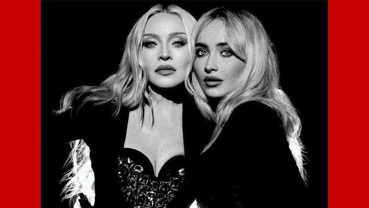 Las cantantes Madonna y Sabrina Carpenter.