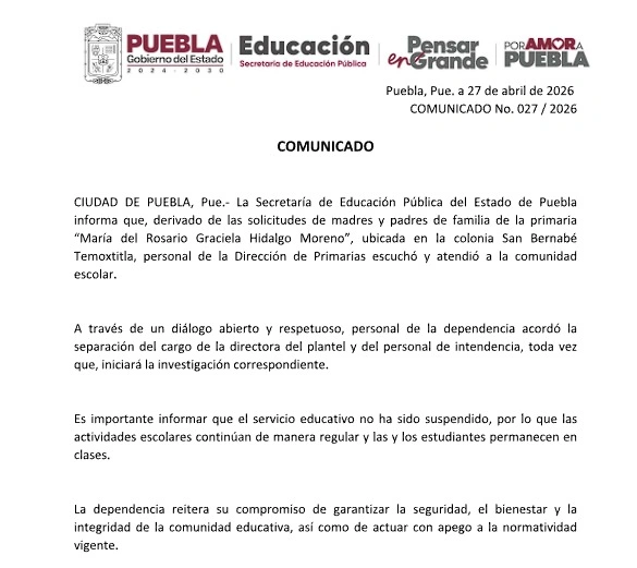 Tras la manifestación, la SEP decidió remover al intendente de la primaria en Temoxtitla.