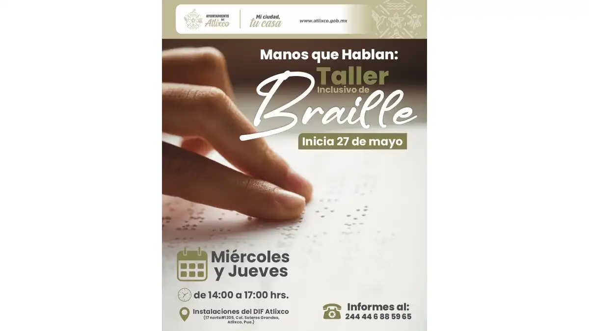Atlixco fortalece la inclusión; Ariadna Ayala invita al taller de brille