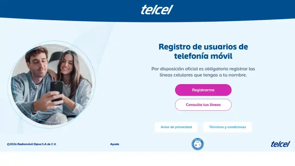 Registro en modalidad remota de Telcel.