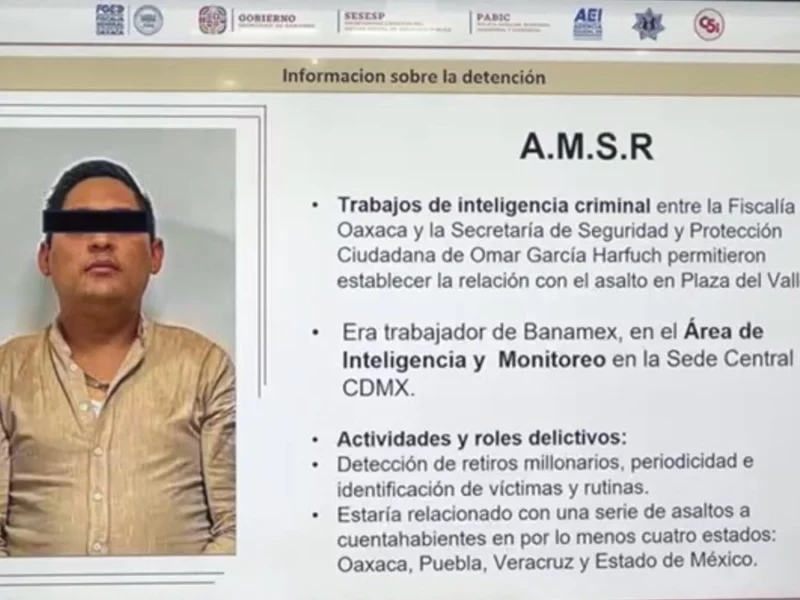 Empleado de Banamex dirigía desde CDMX asaltos a cuentahabientes en Puebla