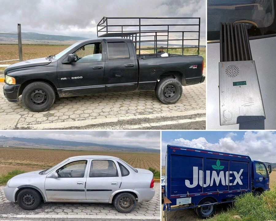 A los detenidos por robo de transporte de carga en la Sierra Norte, les aseguraron dos vehículos.