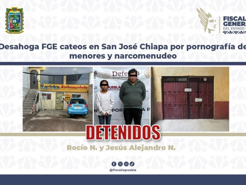 Desmantelan estudio de pornografía infantil en San José Chiapa
