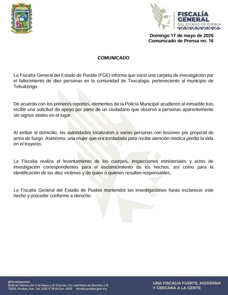 La FGE indicó que la masacre de una familia en Texcalapa obedeció a una disputa familiar.