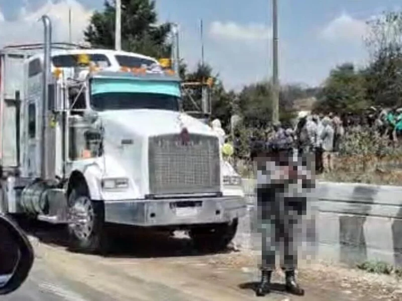 Volcadura de tráiler cargado de ganado desata rapiña en la Puebla-Orizaba