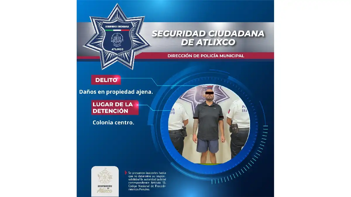 Aseguran a conductor por daños a vehículos en Atlixco