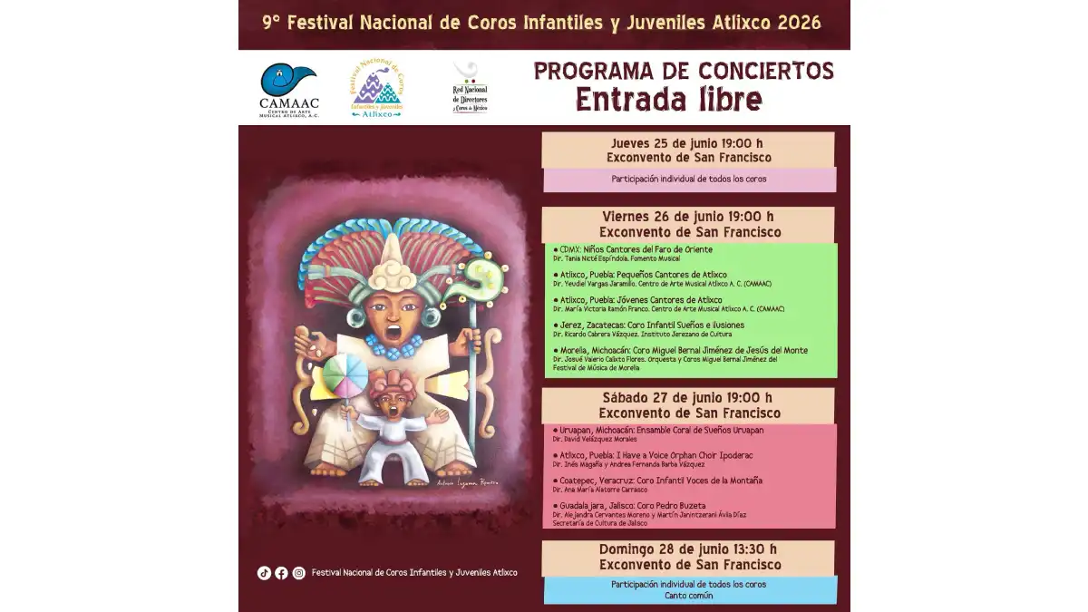 Atlixco, sede del 9º festival nacional de coros infantiles y juveniles