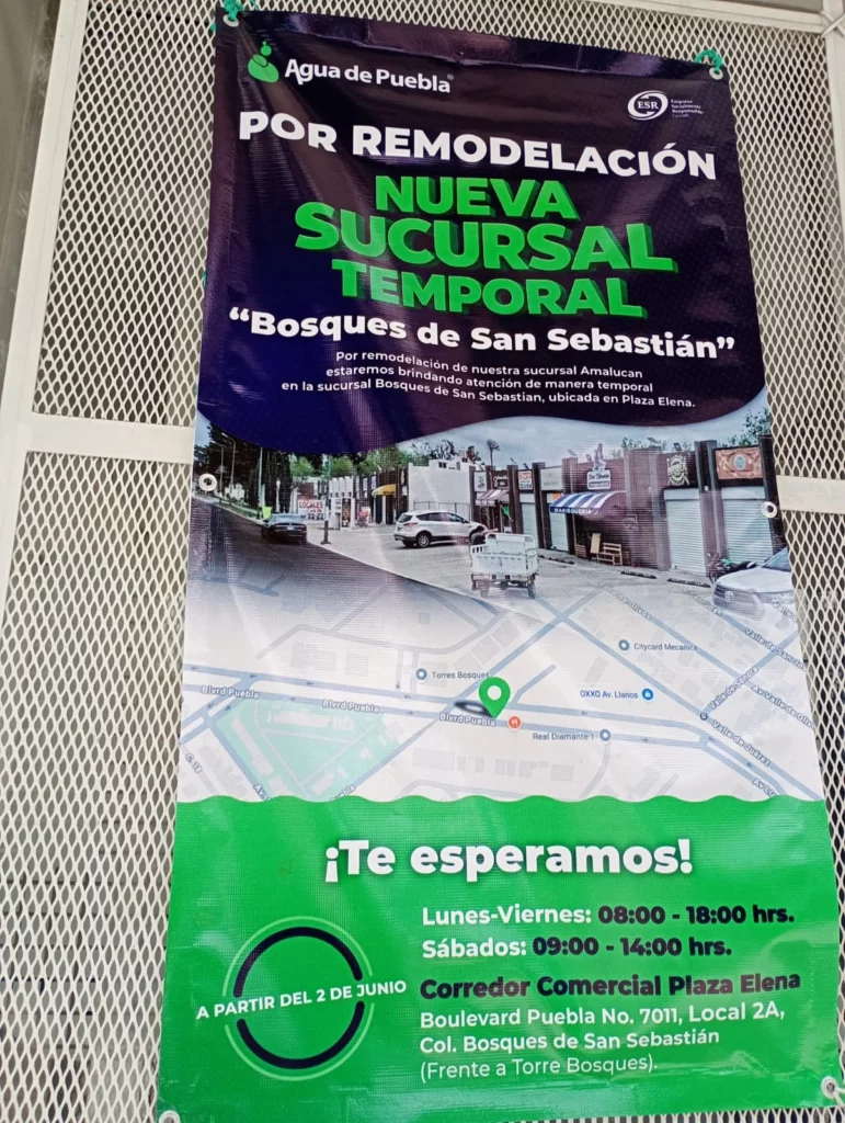 ¡Que no te agarren de sorpresa! Si acudes a realizar tu pago del servicio de agua potable en la sucursal de Agua de Puebla en Amalucan te encontrarás con las instalaciones cerradas.