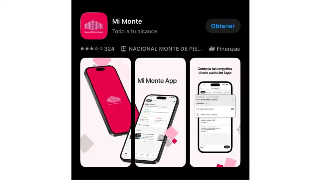 Mi Monte App disponible para descarga en App store.