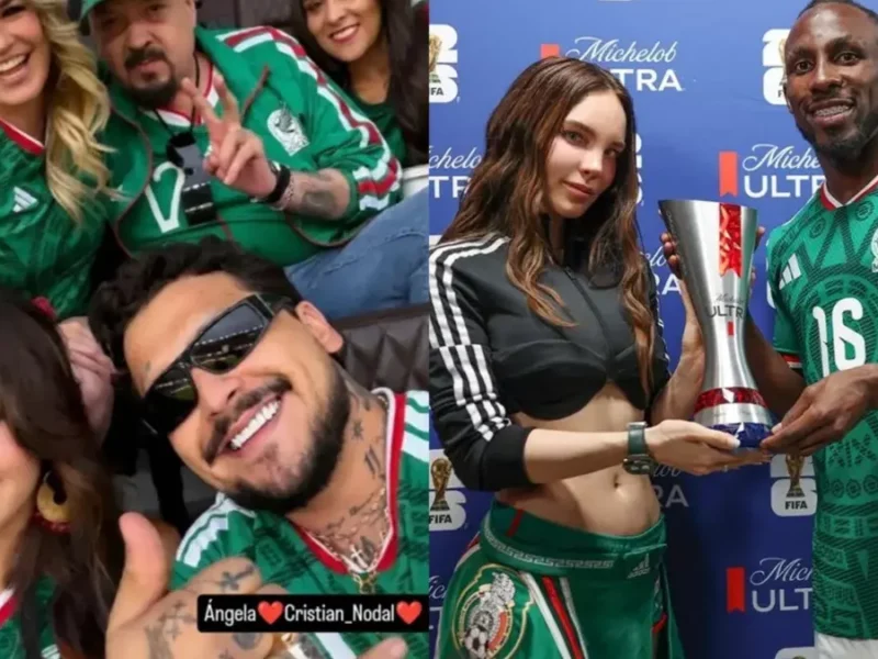 Partido de México contra Ecuador reúne a Belinda, Nodal y Ángela Aguilar