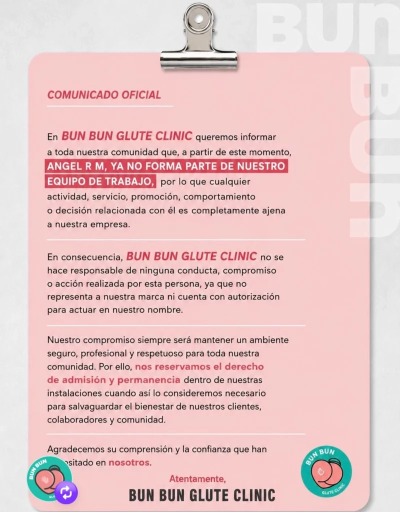 Una semana antes del crimen, el gimnasio Bun Bun, ubicado sobre la Recta a Cholula, informó mediante un comunicado que Ángel había dejado de formar parte de su equipo.