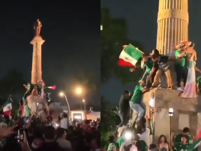 Aficionados de la Selección Mexicana en Puebla causan destrozos en la Avenida Juárez 