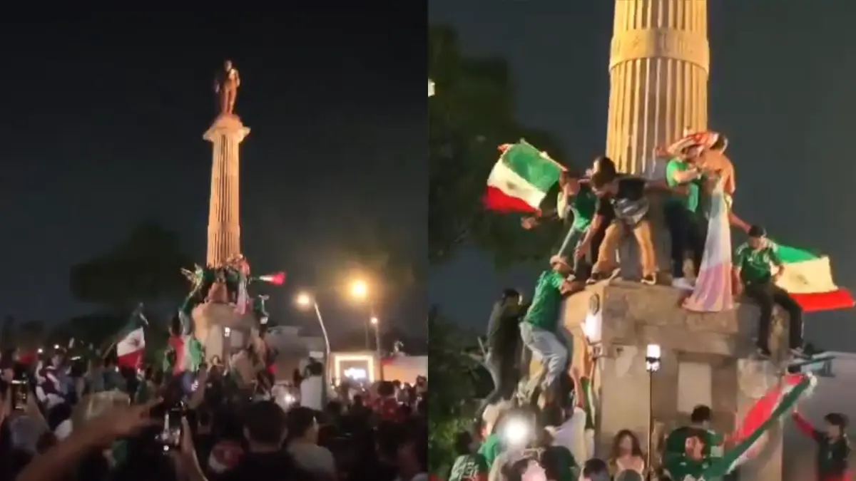Aficionados de la Selección Mexicana en Puebla causan destrozos en la Avenida Juárez 