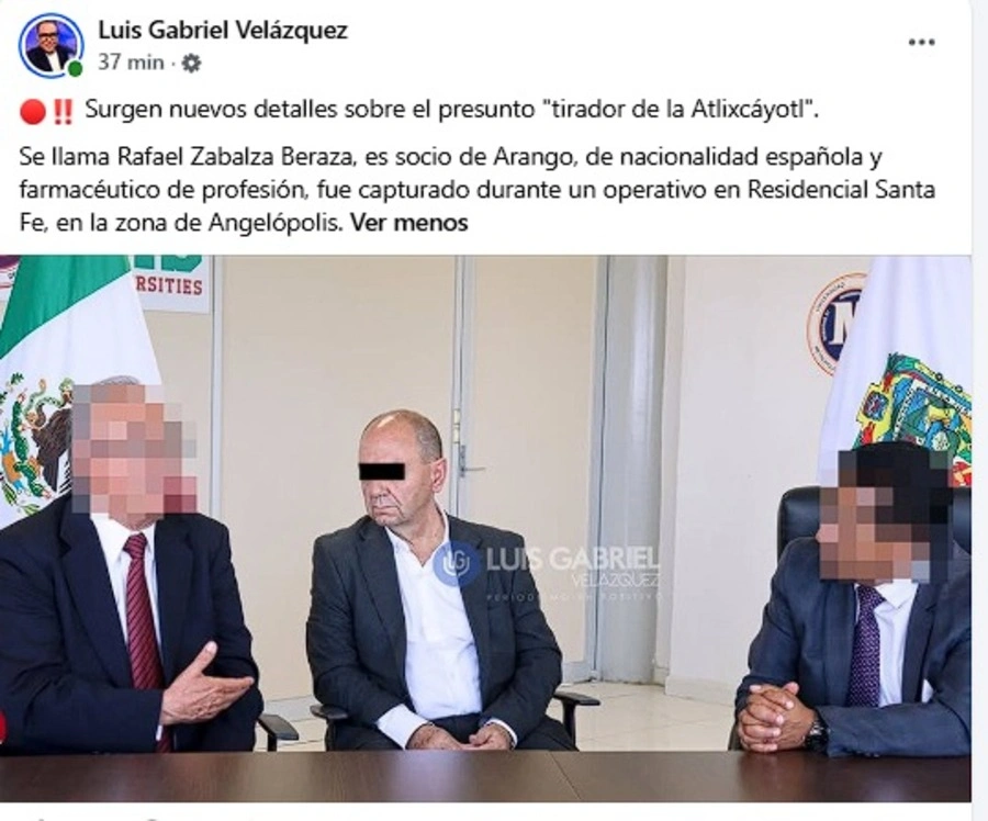 Rafael Zabalza, el español farmacéutico identificado como el tirador de la Atlixcáyotl, es socio de Alfredo Arango.