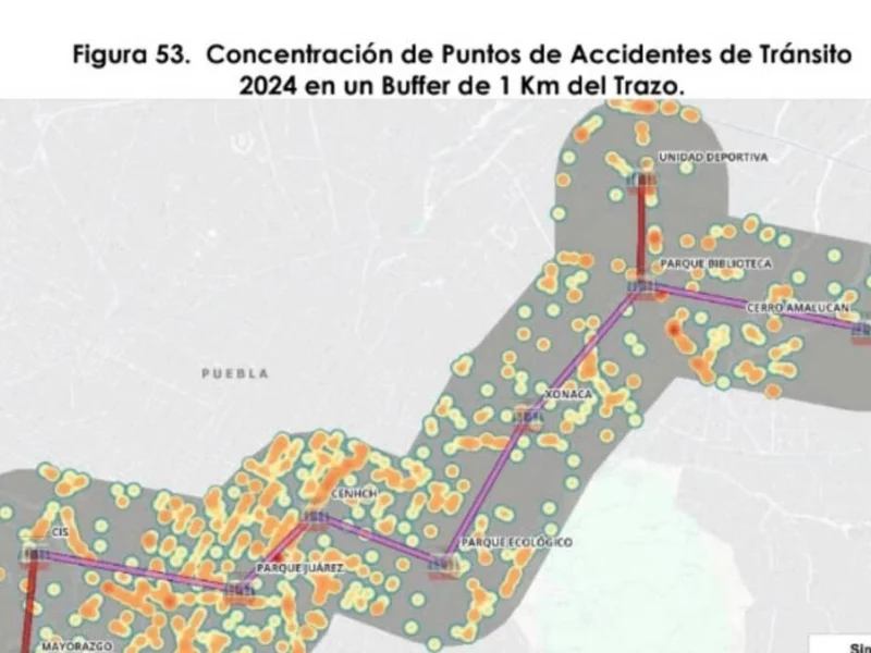 1 de cada 10 accidentes en Puebla son junto a futuras estaciones del Cablebús