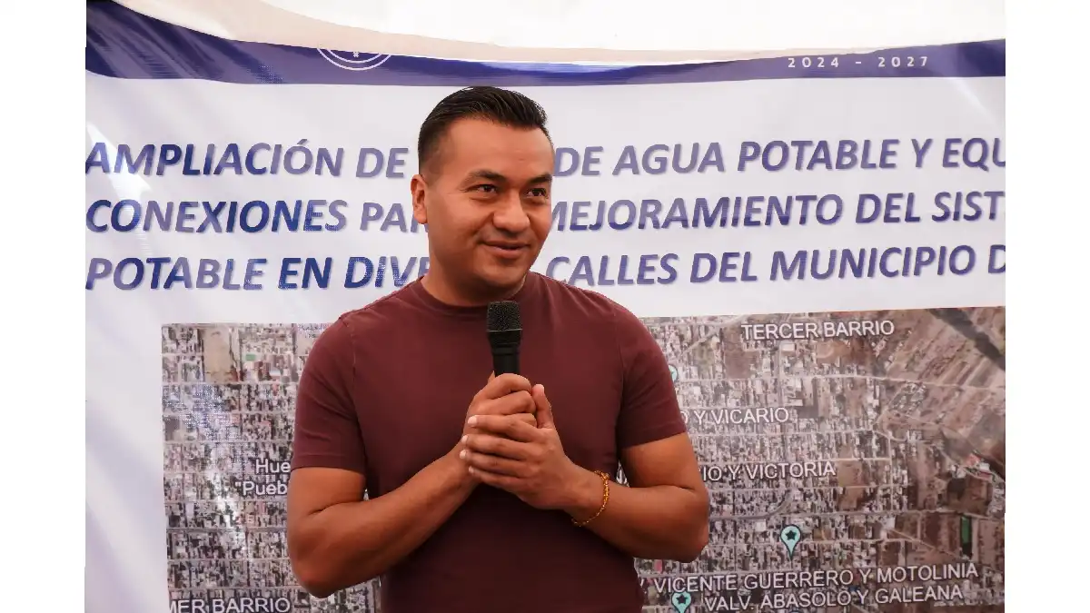 Avanza la transformación hídrica en Huejotzingo; Roberto Solís amplía la red de agua potable en la cabecera municipal